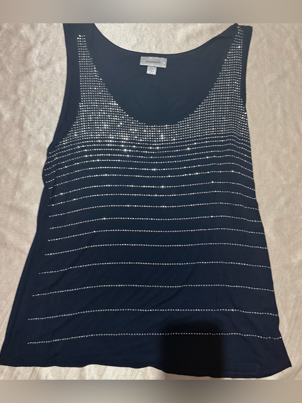 Dressbarn Vintage deep navy blue Embellished Tank Top size large